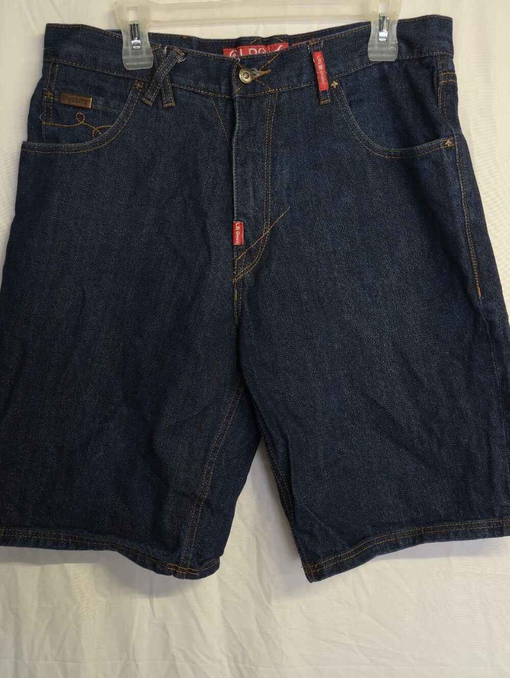 LRG LR Geans Denim Shorts Mens 32 Dark Wash Embroidered Y2K Hip Hop  Jean